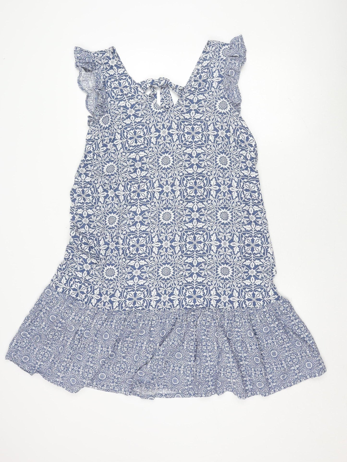 Next Women Blue Floral Dress Size 16 Trapeze Summer
