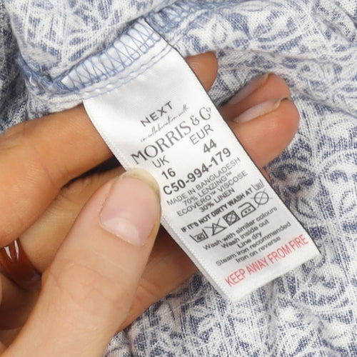 Next Women Blue Floral Dress Size 16 Trapeze Summer