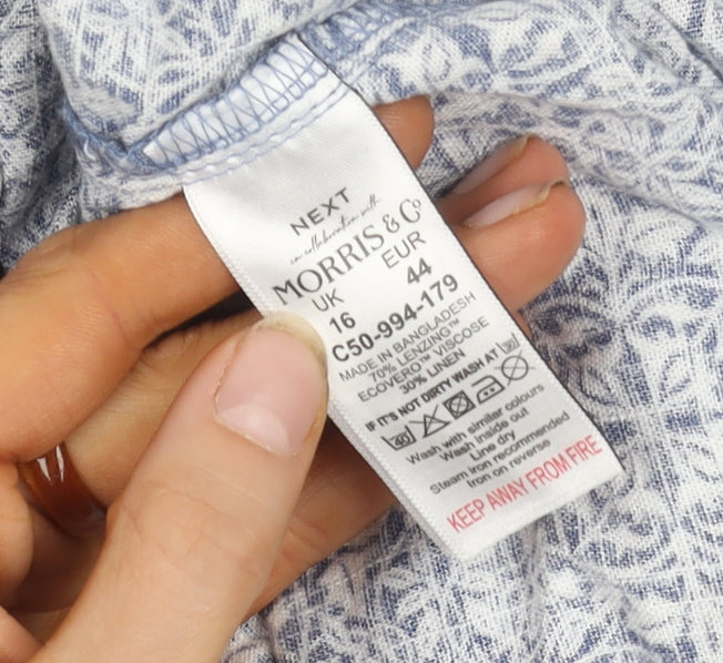 Next Women Blue Floral Dress Size 16 Trapeze Summer