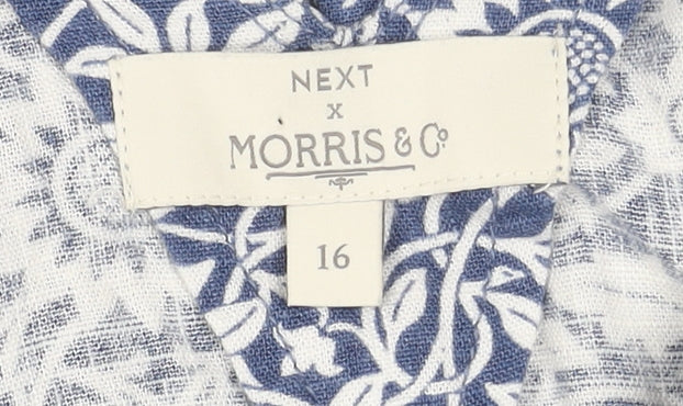 Next Women Blue Floral Dress Size 16 Trapeze Summer
