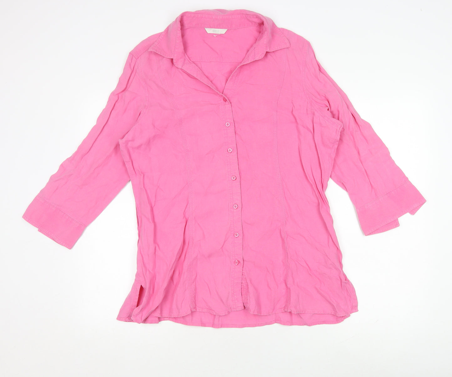 Marks and Spencer Women's Pink Button-Up Shirt Size 18