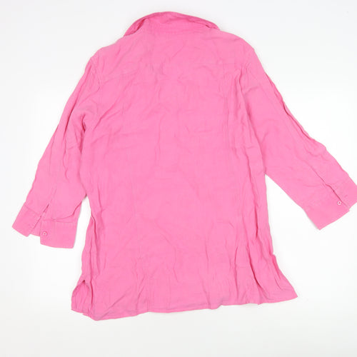 Marks and Spencer Women's Pink Button-Up Shirt Size 18