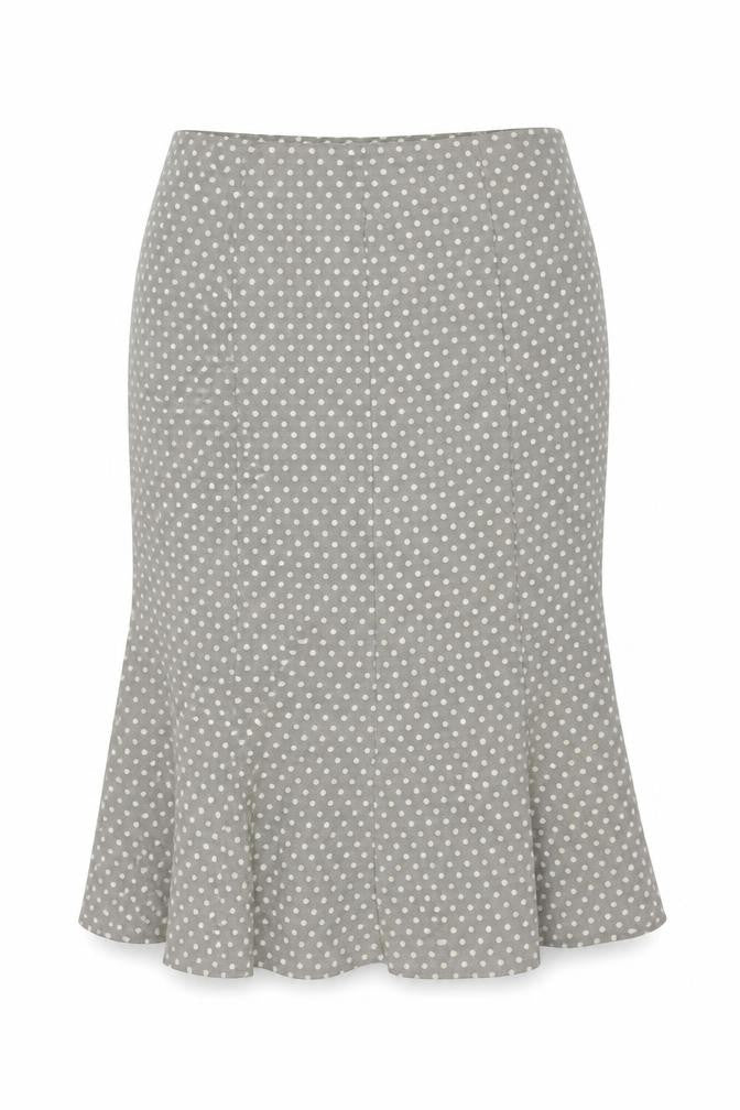 Front view of Alex & Co. Women's Grey Polka Dot Knee-Length Skirt