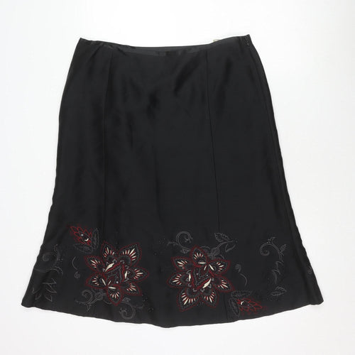 Precis Petite Women's Black Embroidered Skirt Size 16
