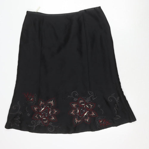 Precis Petite Women's Black Embroidered Skirt Size 16