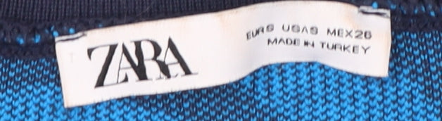 Zara Women's Blue Geometric Cropped Top Size 8