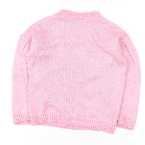 Disney Girls Pink Pullover Jumper with Bow, Size 4 Years