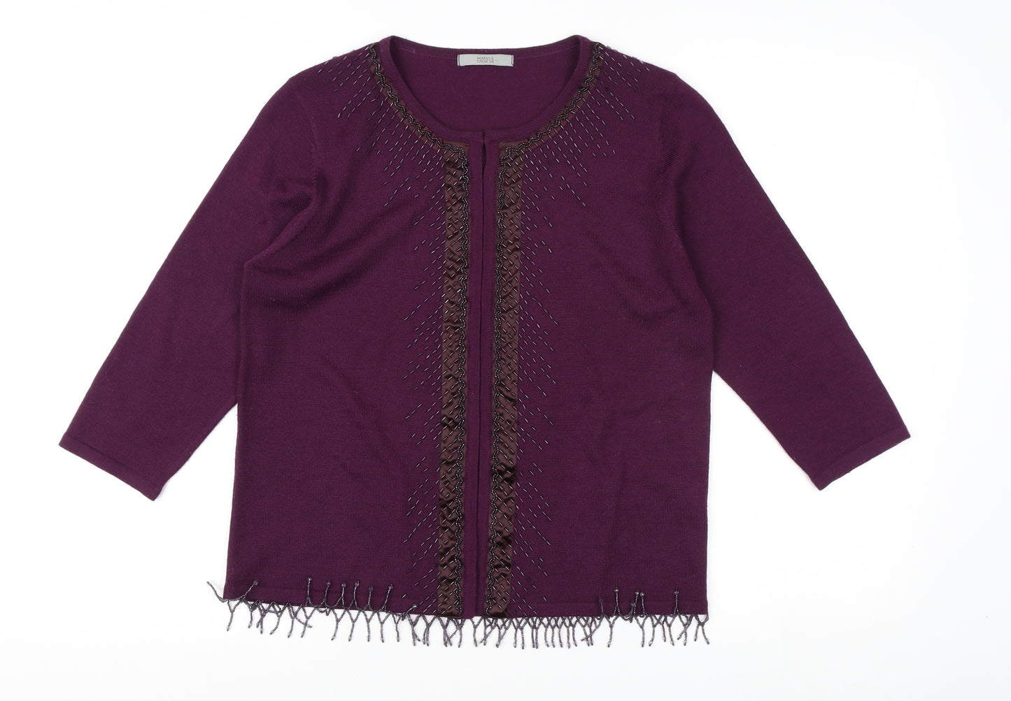 Marks and Spencer Women's Purple Cardigan, Size 16, 3/4 Sleeve
