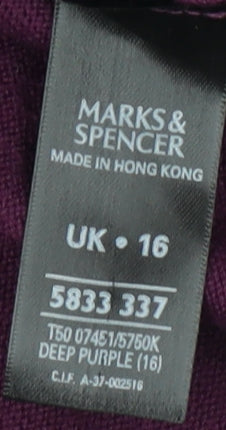Marks and Spencer Women's Purple Cardigan, Size 16, 3/4 Sleeve