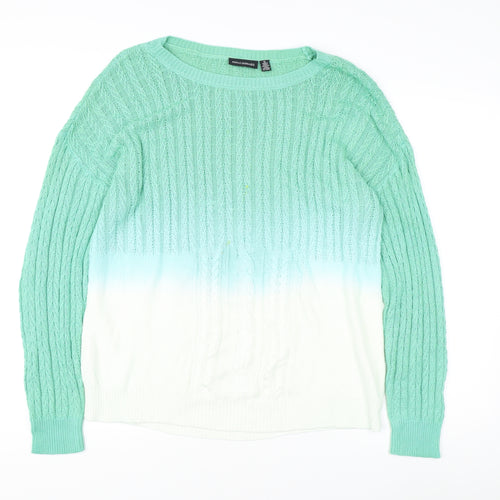 Nina Leonard Women's XL Green Cable-Knit Pullover Jumper
