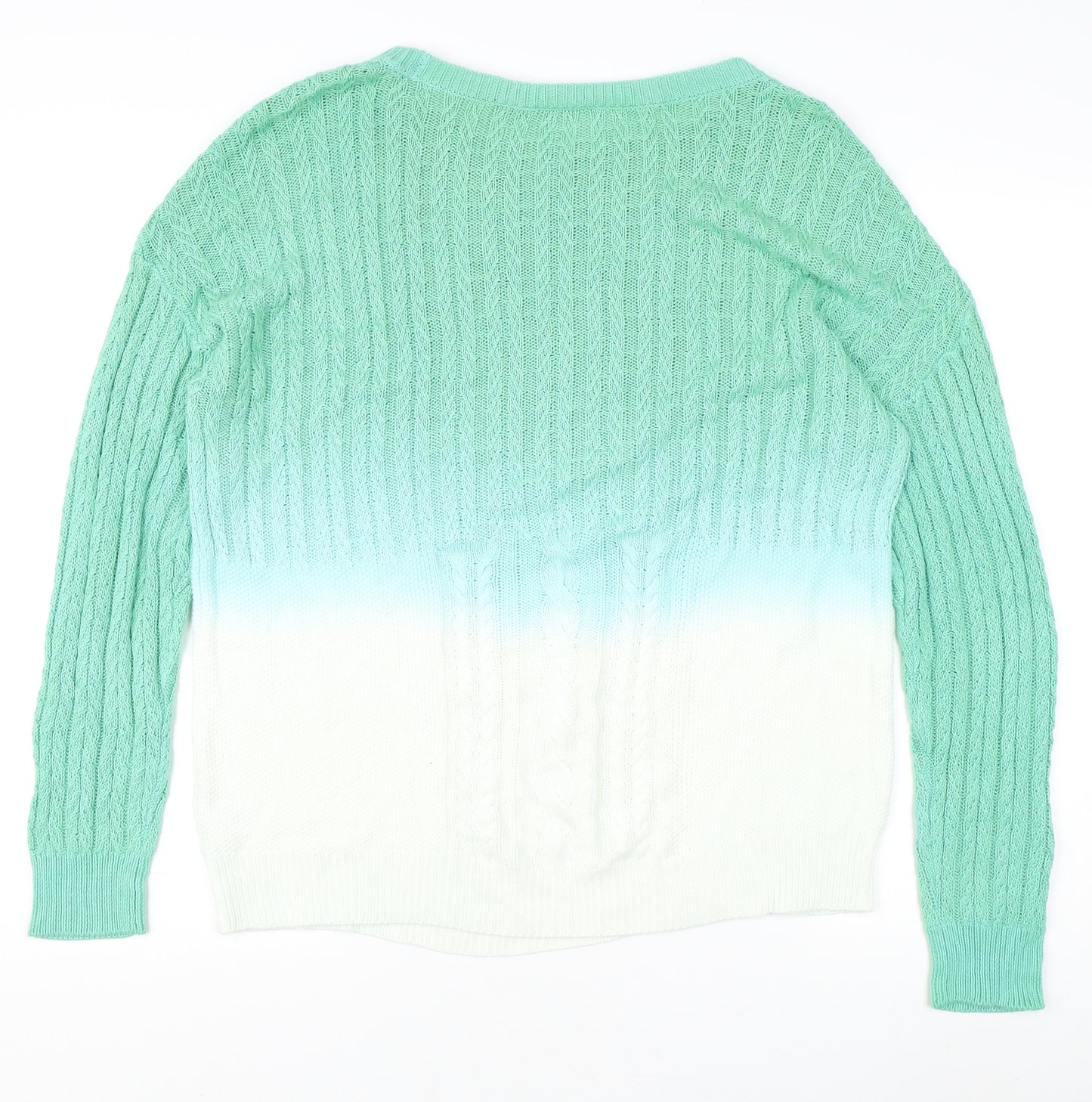 Nina Leonard Women's XL Green Cable-Knit Pullover Jumper
