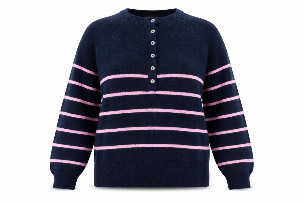 Front view of Marks & Spencer Women's Henley Striped Jumper Small