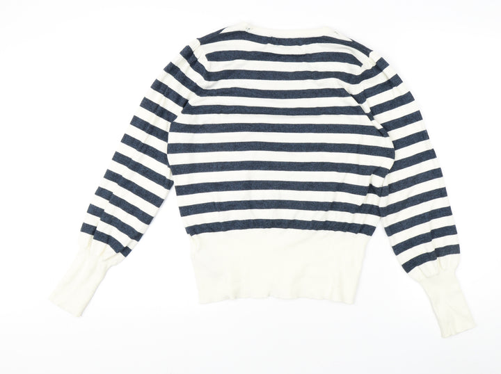Marks and Spencer Women's Blue Stripe Pullover Jumper M