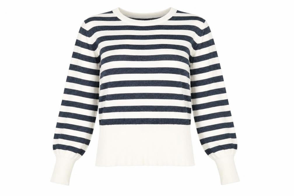 Front view of Marks & Spencer Women's Blue Stripe jumper M