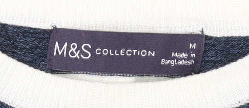 Marks and Spencer Women's Blue Stripe Pullover Jumper M