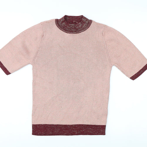 Marks and Spencer Women's Pink Mock Neck Pullover Jumper