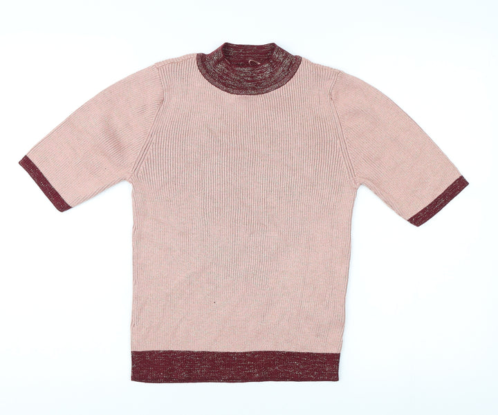 Marks and Spencer Women's Pink Mock Neck Pullover Jumper