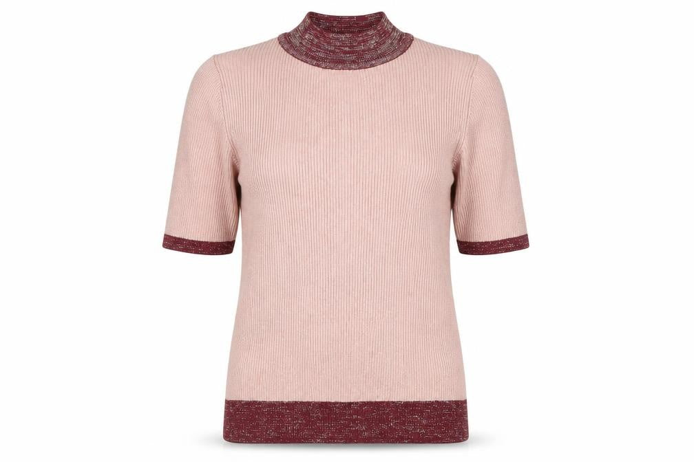 Front view of Marks & Spencer Women's Pink Mock Neck jumper
