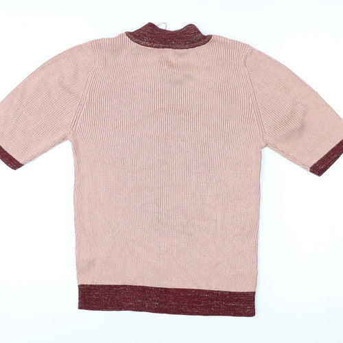Marks and Spencer Women's Pink Mock Neck Pullover Jumper