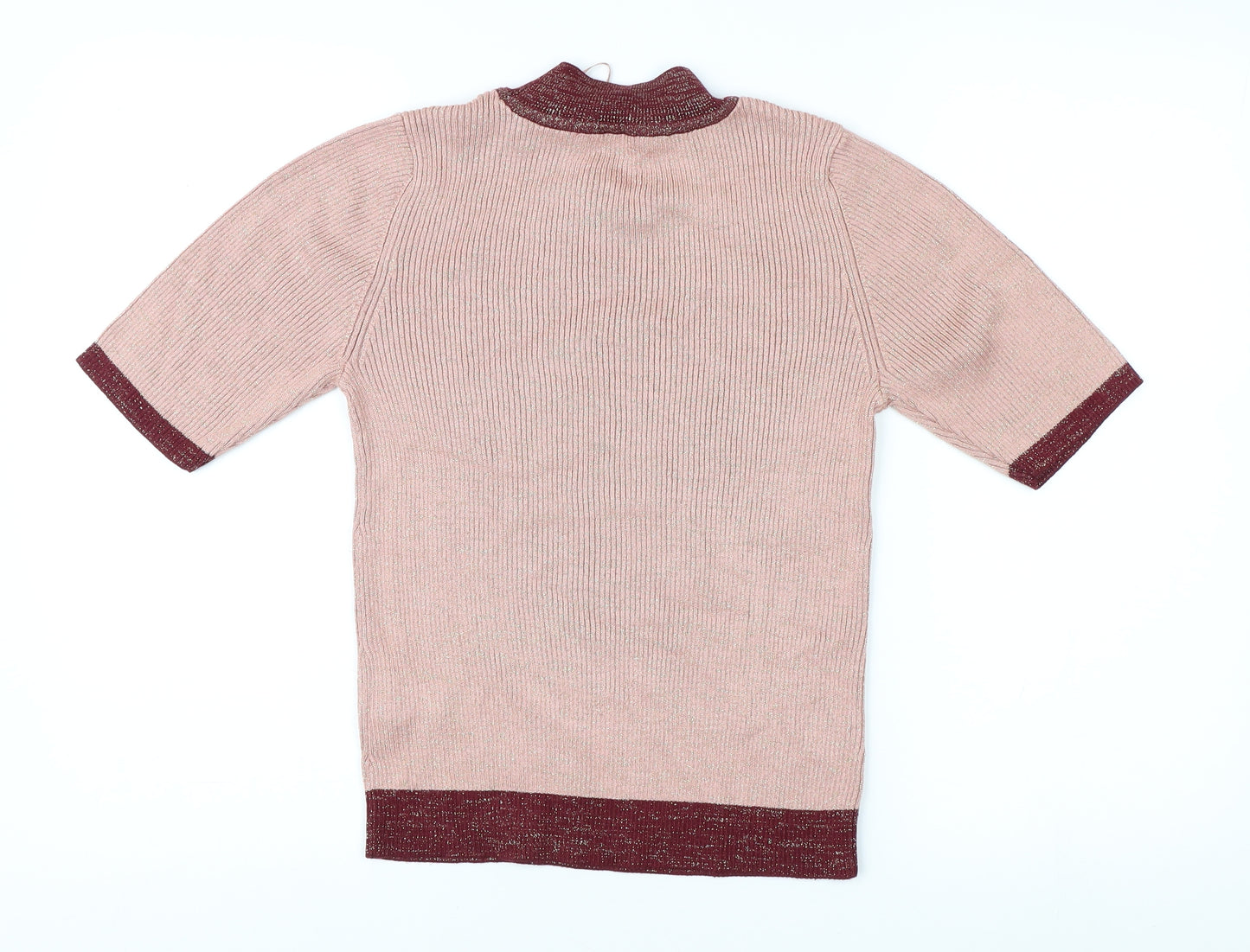 Marks and Spencer Women's Pink Mock Neck Pullover Jumper