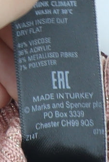 Marks and Spencer Women's Pink Mock Neck Pullover Jumper