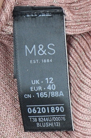 Marks and Spencer Women's Pink Mock Neck Pullover Jumper