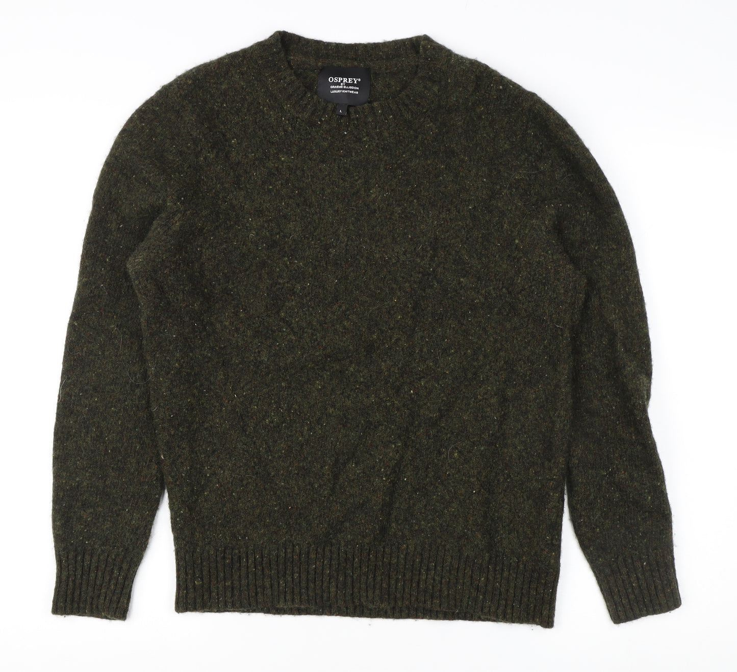 Osprey Men's Green Pullover Jumper, Size L, Lambswool Blend