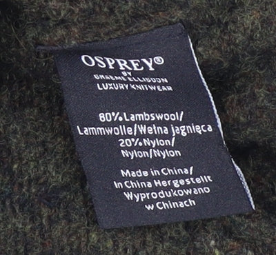 Osprey Men's Green Pullover Jumper, Size L, Lambswool Blend