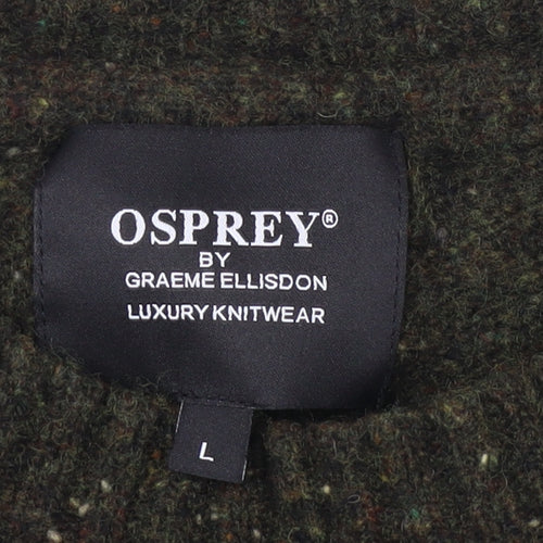 Osprey Men's Green Pullover Jumper, Size L, Lambswool Blend