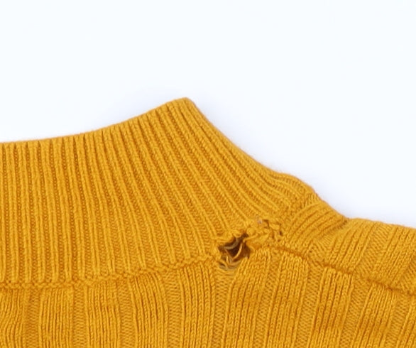 Bershka Women's Yellow Striped Pullover Jumper 12