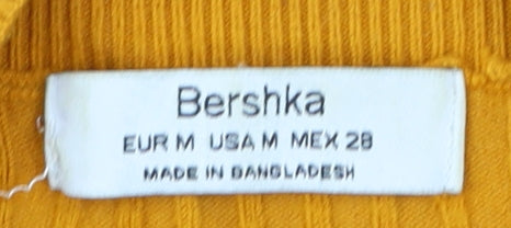 Bershka Women's Yellow Striped Pullover Jumper 12