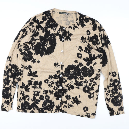 Bonmarché Women's Beige Floral Cardigan M Casual