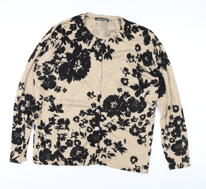 Bonmarché Women's Beige Floral Cardigan M Casual