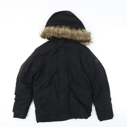 Jack & Jones Boys Black Parka Coat 12 Years Winter Lined
