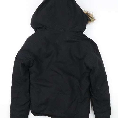 Jack & Jones Boys Black Parka Coat 12 Years Winter Lined