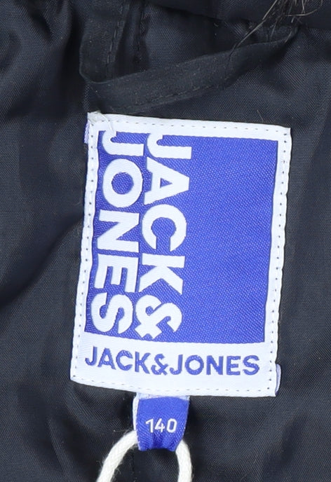 Jack & Jones Boys Black Parka Coat 12 Years Winter Lined