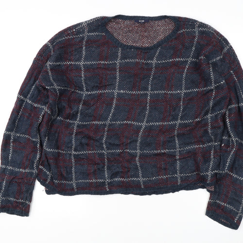 KIABI Men's Blue XL Pullover Jumper, Check Pattern