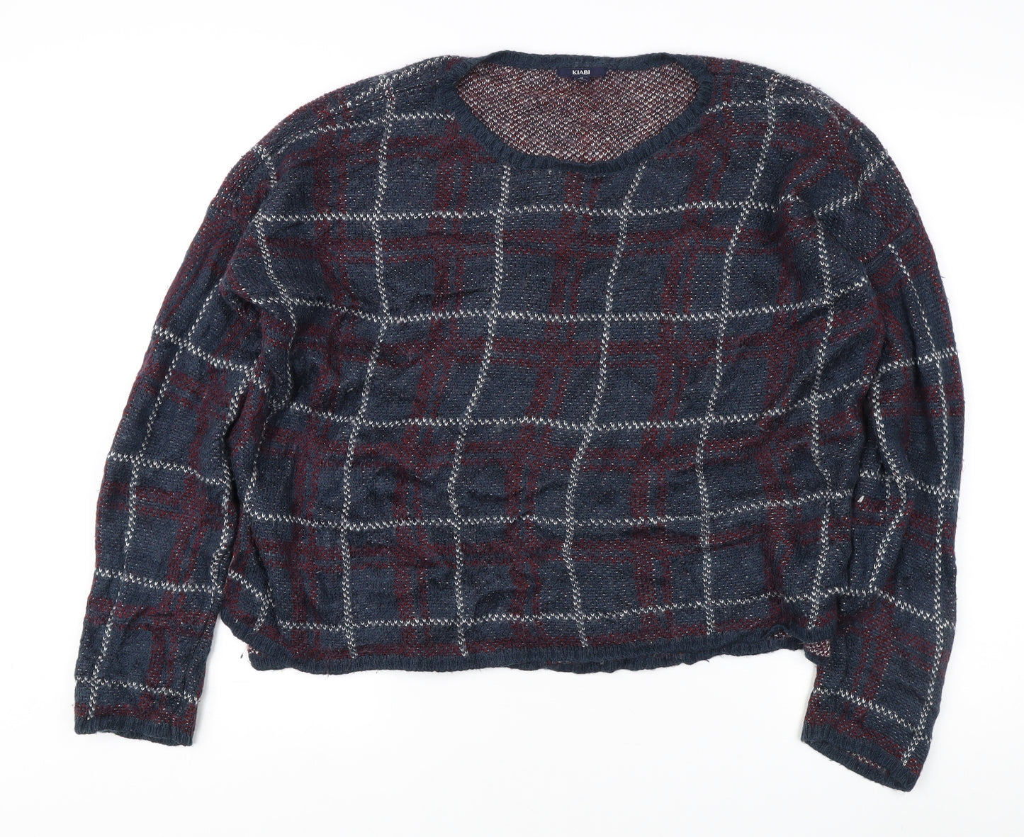 KIABI Men's Blue XL Pullover Jumper, Check Pattern