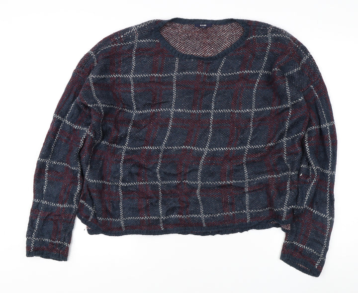 KIABI Men's Blue XL Pullover Jumper, Check Pattern