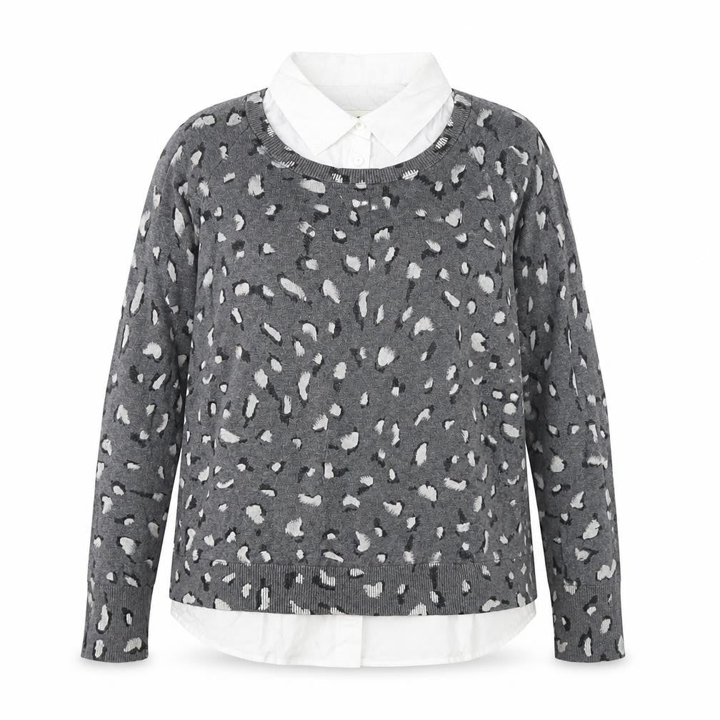 Front view of Next Women’s Grey Animal Print jumper, size UK 16