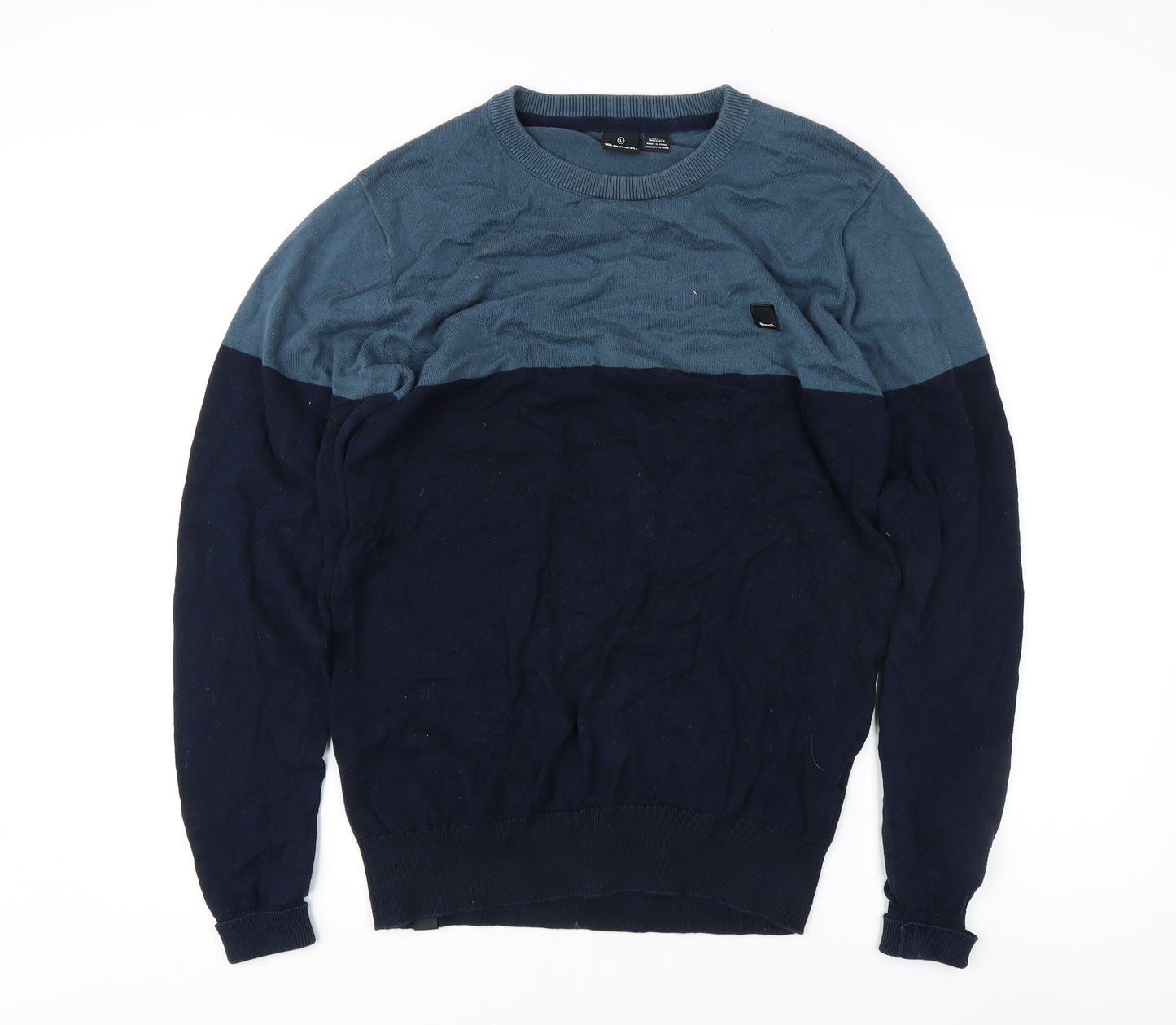 Bench Men's Blue Cotton Pullover Jumper, Size L, Casual Fit