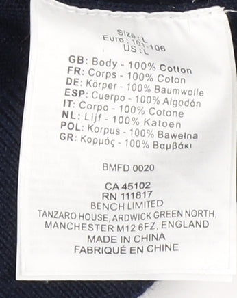 Bench Men's Blue Cotton Pullover Jumper, Size L, Casual Fit