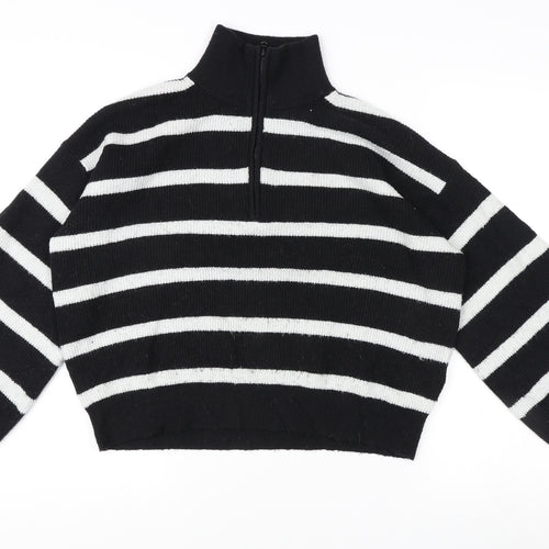 French Connection Women's Black Striped Pullover Jumper S