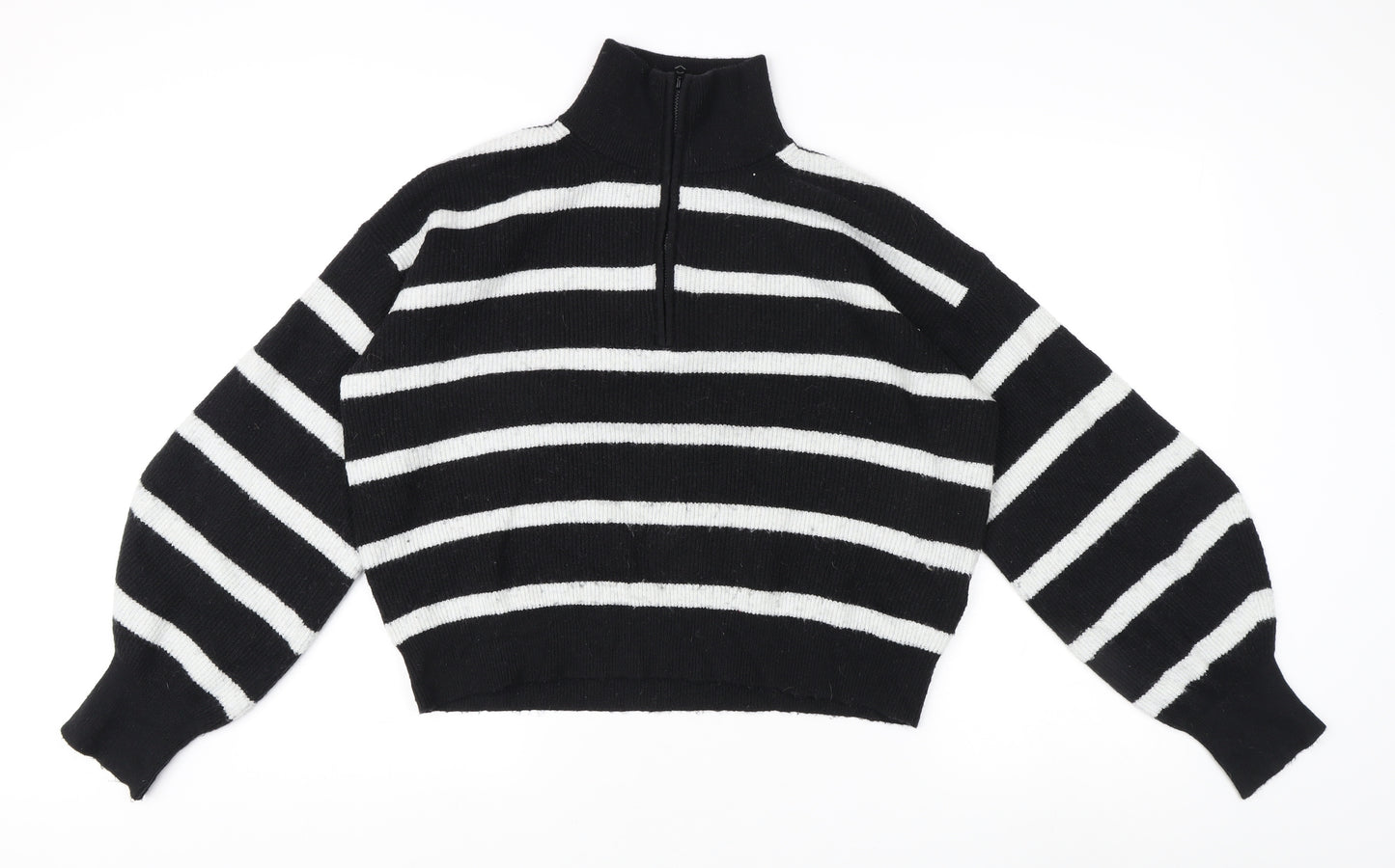 French Connection Women's Black Striped Pullover Jumper S