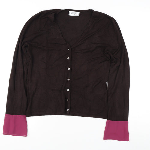 Principles Women's Brown Cardigan M Button Accent