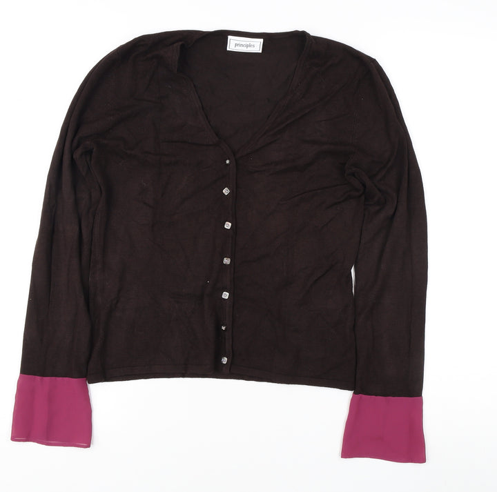 Principles Women's Brown Cardigan M Button Accent