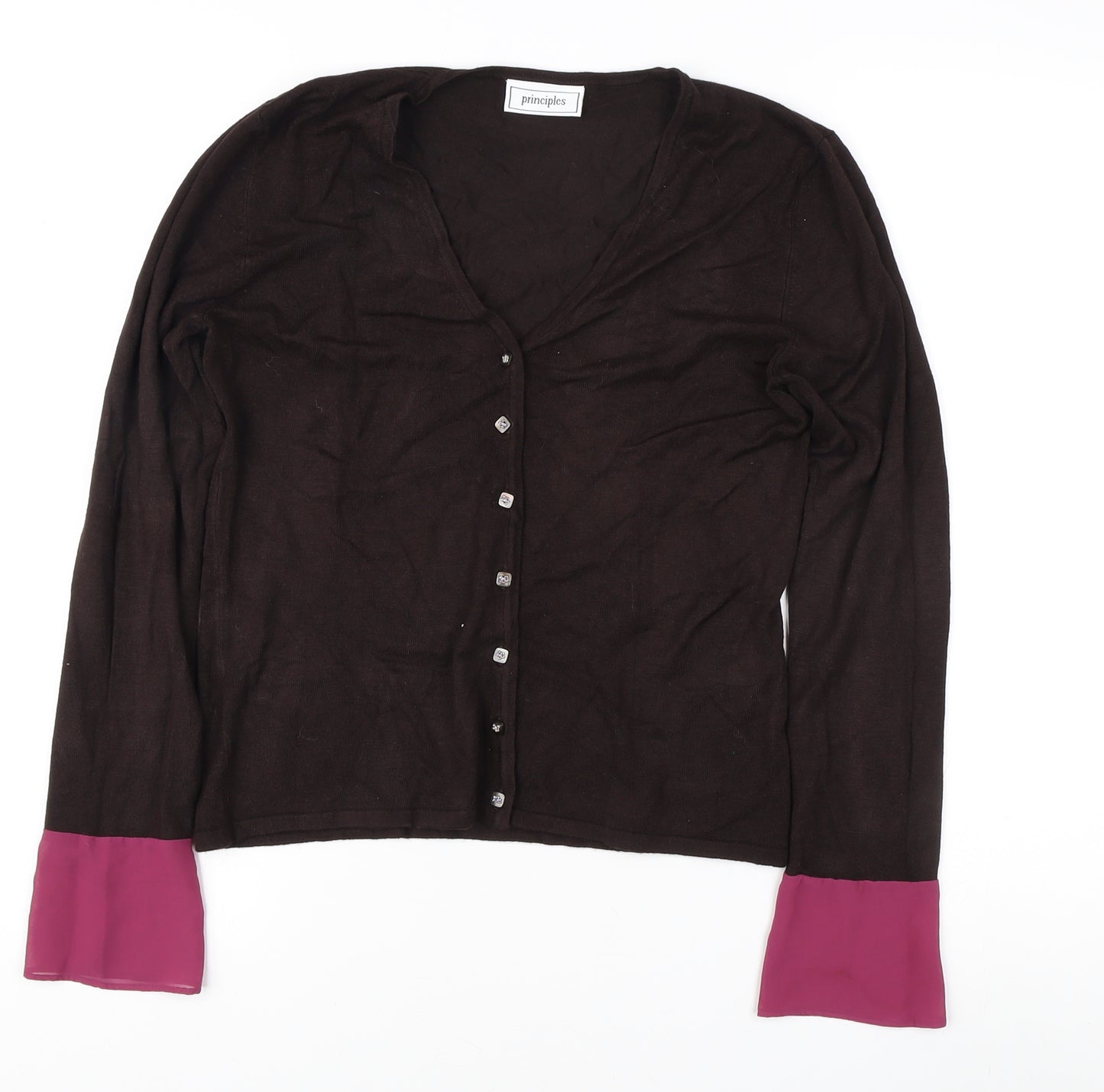 Principles Women's Brown Cardigan M Button Accent