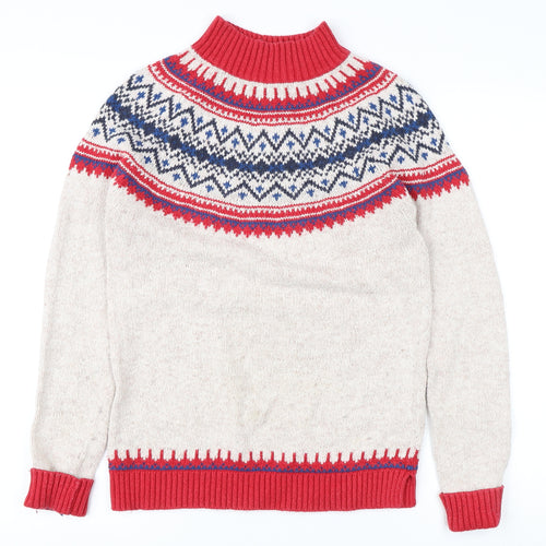 Fat Face Women's Ivory High Neck Fair Isle Jumper