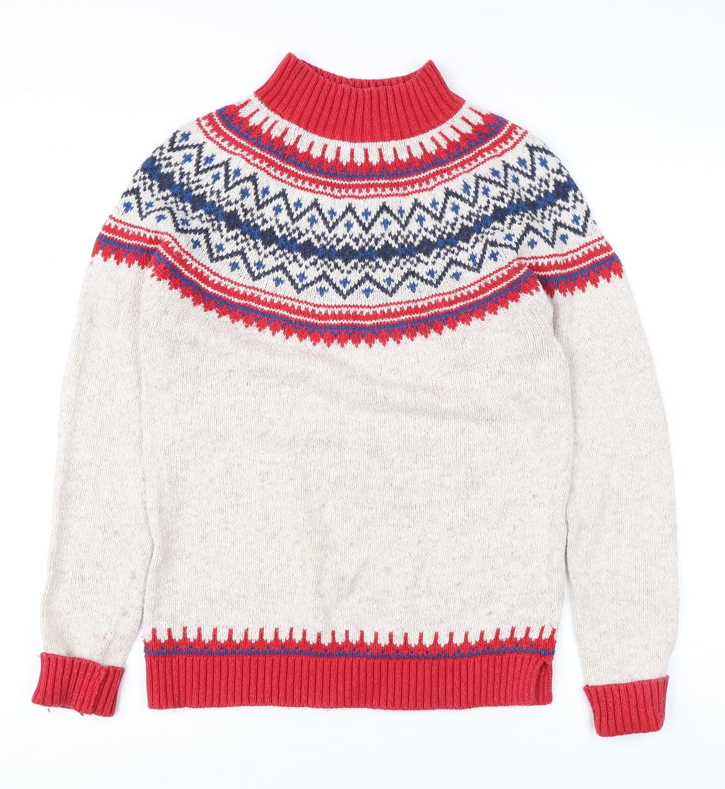 Fat Face Women's Ivory High Neck Fair Isle Jumper