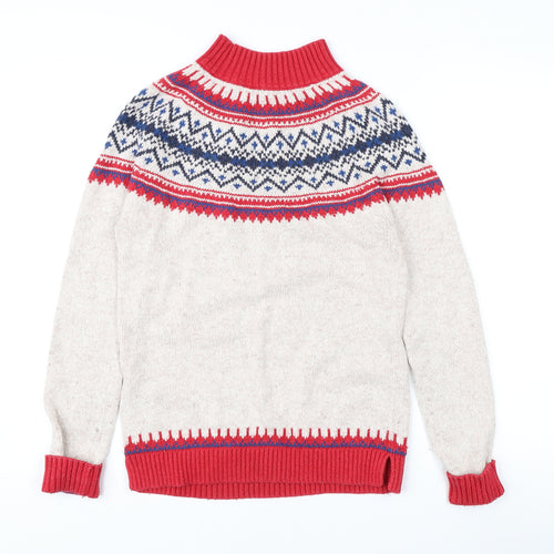 Fat Face Women's Ivory High Neck Fair Isle Jumper